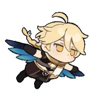 ✨ Aether Genshin Impact Videospiel, Chibi, Anime, Flügel, Süß telegram sticker