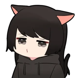 🖤 anime, cat girl, cute, girl, tired telegram sticker