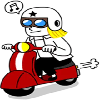 🏍 สกู๊ตเตอร์, หมวกกันน็อก, เรโทร, ตัวละคร, ดนตรี telegram sticker