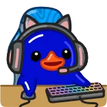 🎮 猫, 耳机, 游戏, 键盘, 鼠标, 蓝色 telegram sticker