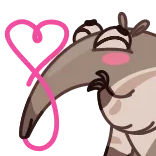😛 mrówkojad, miłość, serce, kreskówka telegram sticker