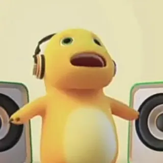 🦖 cartoon, dinosaur, headphones, music, yellow, cute telegram sticker