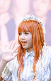 🍁 Lisa kpop, cantante, corona di fiori, donna, idol, musica telegram sticker