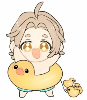 😆 만화, 치비, 귀여운, 오리, 튜브, 사랑스러운 telegram sticker