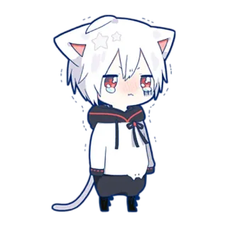😢 anime, cat, kawaii, cute, chibi, manga, sad telegram sticker