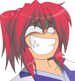 😈 anime, character, cartoon, funny face, red hair telegram sticker