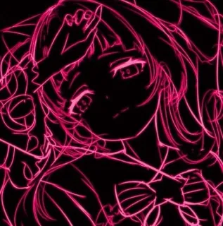 💓 动漫, 女孩, 粉色, 插画, 霓虹 telegram sticker
