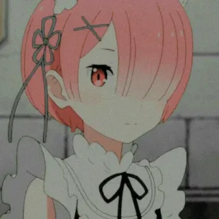 🍓 Ram Re:Zero Anime, Maid, Capelli rosa, Carino, Re Zero, Ram telegram sticker