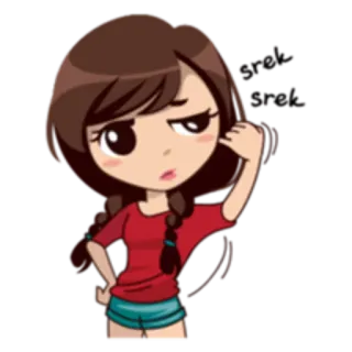 😕 Cartoon, Fille, Mignon, Autocollant, Animé whatsapp sticker