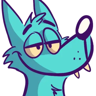 💦 волк, животное, мультфильм, синий, пушистый, счастливый telegram sticker