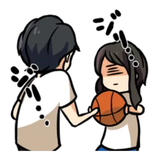 🏀 basket, dessin animé, anime, sport, ballon, couple, relation telegram sticker