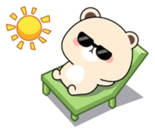 👍 곰, 태양, 선글라스, 휴식, 해변, 휴가, 귀여운 telegram sticker