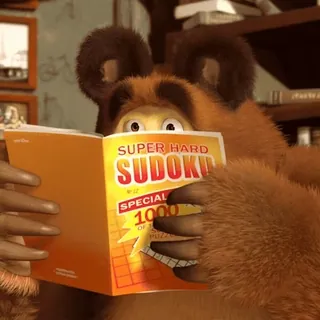🧸 SUPER HARD SUDOKU SPECIAL 1000 OF THE BEST PUZZLES sudoku, puzzle, cartoon, book, bear telegram sticker