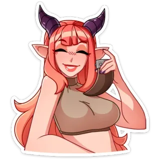 ☺️ demon, succubus, anime, fantasy, cartoon telegram sticker