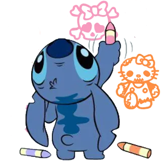🎀 Stitch Stitch, Disney, cartoon, drawing, crayons telegram sticker