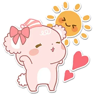 😄 fofo, kawaii, urso, sol, coração, rosa, desenho animado telegram sticker