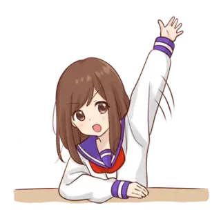 🙋‍♀ Ragazza anime, Uniforme scolastica, Che saluta, Carino, Cartone animato telegram sticker