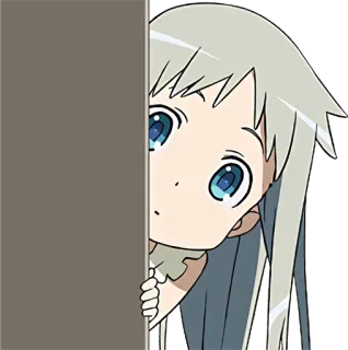 😯 Anime, Chica, Asomando, Lindo, Personaje, Ilustración telegram sticker