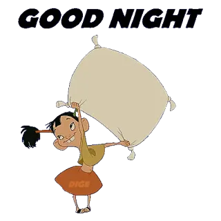 🛌 Yzma The Emperor's New Groove GOOD NIGHT! การ์ตูน, ดิสนีย์, หมอน, นอนหลับ, ภาพเคลื่อนไหว telegram sticker