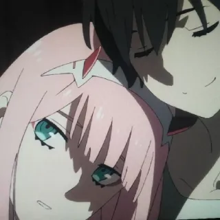 🙂 Zero Two Darling in the Franxx 애니메이션, 제로투, 달링 인 더 프랑키스, 로맨스, SF, 커플 telegram sticker