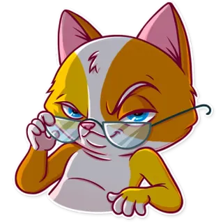 😈 gatto, animale, adesivo, occhiali, cartone animato, animato, animale domestico, mammifero telegram sticker