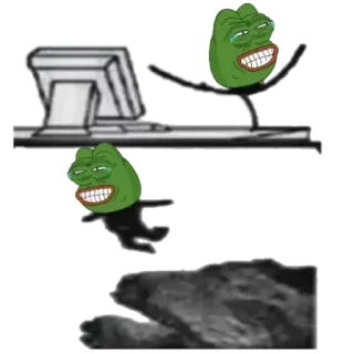 😂 Pepe the Frog pepe, frog, internet meme, meme, computer, laughing telegram sticker