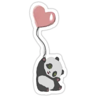 😍 panda, heart balloon, cute, kawaii, animal, cartoon telegram sticker