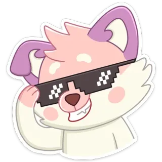 😎 sticker, chien, lunettes de soleil, deal with it, meme, pixelisé, dessin animé telegram sticker