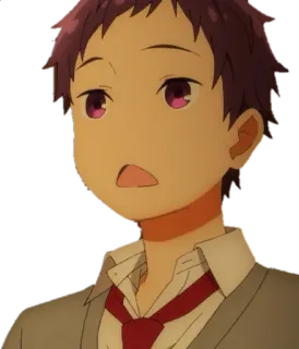 😮 Anime, Ragazzo, Uniforme scolastica, Preoccupato, Carino, Espressione telegram sticker