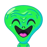 😁 Alien, Grün, Lächeln, Cartoon, Lustig, Niedlich telegram sticker