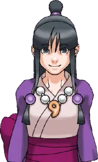 😀 Maya Fey Ace Attorney anime, dziewczyna, medium, gra wideo, uśmiechnięta telegram sticker
