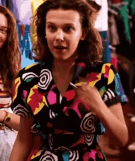 👗 Eleven Stranger Things Millie Bobby Brown, Stranger Things, Eleven, Acara TV, Netflix whatsapp sticker
