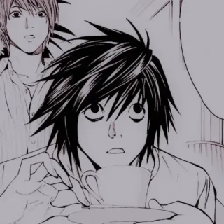 🔭 L Lawliet Death Note L Lawliet, Death Note, Anime, Manga, Detective, Tè, Intellettuale telegram sticker