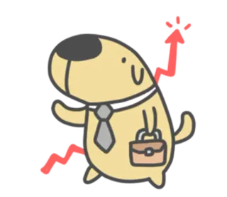 📈 chien, dessin animé, affaires, cravate, porte-documents, bureau whatsapp sticker