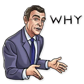 😲 WHY câu hỏi, meme, người đàn ông, phim hoạt hình, áo vest telegram sticker