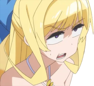 🙄 anime, girl, funny face, cartoon, expression, blond telegram sticker