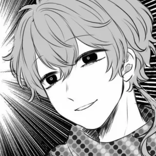 😉 Anime, Manga, Ritratto, Sorridendo, Bianco e nero telegram sticker