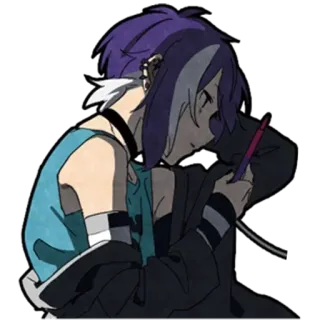 😛 anime, cartoon, character, earrings, purple hair telegram sticker