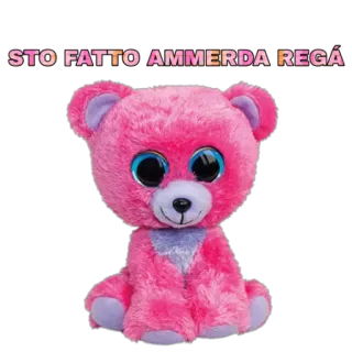 🤤 STO FATTO AMMERDA REGÁ teddy bear, swear words, profanity, italian, pink, plush toy telegram sticker