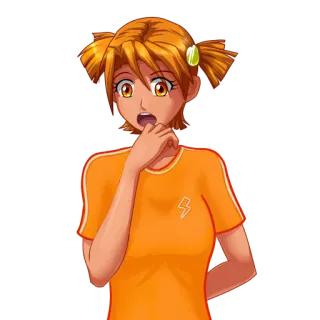 😳 Anime, Personaje, Chica, Impactada, Naranja, Ilustración, Dibujo animado telegram sticker