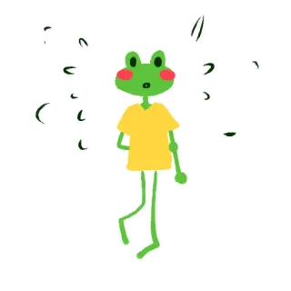 😳 rana, animale, cartone animato, carino, verde, giallo whatsapp sticker