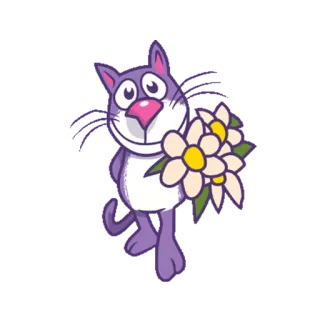 😊 gatto, fiori, carino, animale, cartone animato telegram sticker