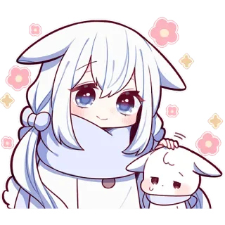 🤗 аниме девушка, каваий, милый, цифровое искусство, мультфильм telegram sticker