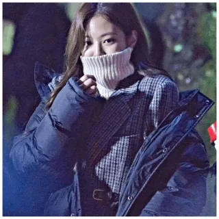 🌚 wanita, mode, musim dingin, potret, gaya, kasual, pakaian, korea telegram sticker