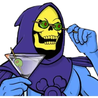 🙂 Skeletor Cartone animato, Cattivo, Bere, Cocktail, Skeletor telegram sticker