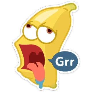 🍌 Grr banana, cartoon, emoji, angry, grr telegram sticker