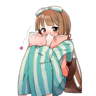 😳 anime, girl, cute, pajamas, pillow telegram sticker
