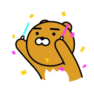 🎉 Ryan kakao friends, ryan, celebração, confete, festa, dança telegram sticker