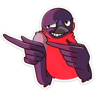 👉 oiseau, dessin animé, pointer, pistolet avec les doigts, cool, illustration telegram sticker