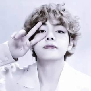 🎟 V V, BTS, K-pop, Piosenkarz, Gwiazda, Znak pokoju telegram sticker